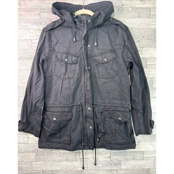 Buffalo David Bitton Black Hooded‎ Jacket Men's M/M Pockets  Drawstring Waist - Picture 1 of 10